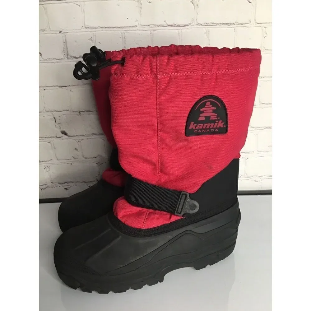 KAMIK Women's Kids Youth‎ size 5 Pink Magenta And Black Duck Winter Snow Boots